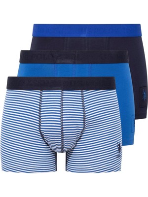 U.S. Polo Assn. Erkek Saks-Lacivert-Baskılı 3 Lü Boxer