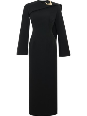 Asimetrik Yaka Midi Elbise 26W40850