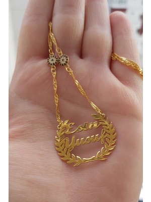 Özgür Takı 925 Ayar Gümüş 24 Ayar Altın Kaplama Nazar Boncuklu Başak Kolye Kadın İçin Özel Tasarım