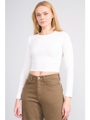 Aksoy K26 608-20 Beyaz Kadın O Yaka Kaskorse Sweat