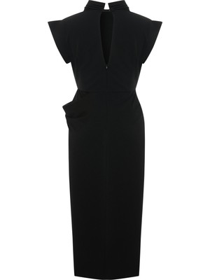 Yüksek Yaka Volanlı Elbise 26W40864