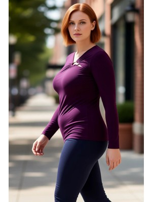 PayBuy Kadın Asimetrik Yaka Detaylı Örme Bluz Büyük Beden Konforu Kaliteli Şık Rahat Modern Zarif