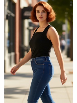 PayBuy Kadın Kare Yaka Büzgülü Askılı Üst Şık ve Rahat Günlük Giyim Için Ideal Seçim Kaliteli Şık