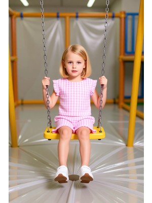 FRM Kız Çocuk Yazlık Dokuma Kolsuz Üst ve Şort Kombinasyonu Kaliteli Şık Rahat  Günlük