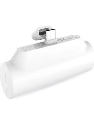 Mena Rise Süper Mini 5000 Mah Powerbank Type-C'ye Takılabilir Mini Taşınabilir Şarj Istasyonu (Beyaz)