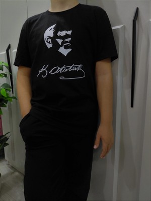 Pidal Yüksek Kalite Atatürk Baskılı Pamuklu Unisex Çocuk Tişörtü