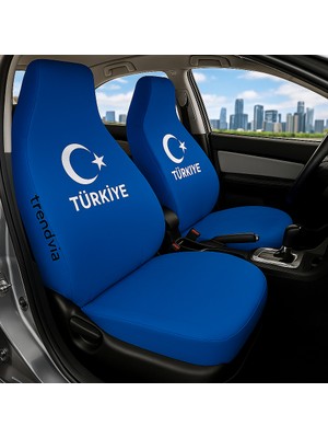 Trendvia Türkiye Temalı Ay Yıldız Desenli Penye Oto Koltuk Kılıfı Seti – Ön ve Arka Koltuk Koruma Takımı