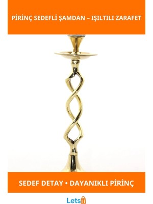 Letsii Tekli Pirinç Sedefli Şamdan Zarif Dekoratif Aksesuar