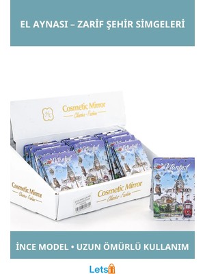 Letsii Taşlı Istanbul Tasarımı Şık El Aynası Ince Model 24