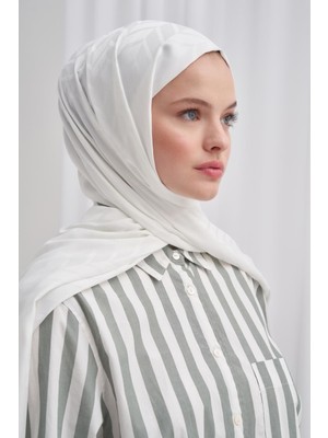 Carell Baklava Desen Pamuk Ipek Şal Ekru