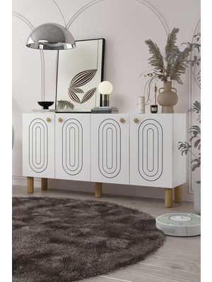 Demonte Decor 8202-1DD KB150 Konsol, Tv Ünitesi Beyaz-Safirmeşe