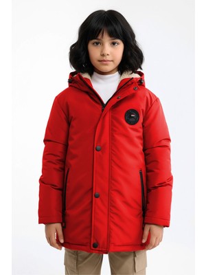 D1fference İçi Kürklü Su ve Rüzgar Geçirmez Kapüşonlu Kız Çocuk Mont