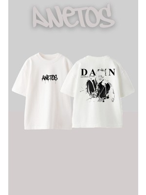 Anetos Kendrick Lamar 13 Tasarım Sırt Baskılı Pamuk Beyaz Oversize T-Shirt