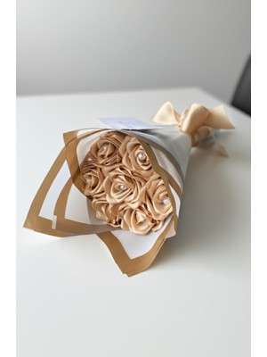 Buketim Seninle 15'li Altın ve Beyaz Solmayan Gül Buketi, Saten Çiçek, Arkadaşa, Sevgiliye Hediye