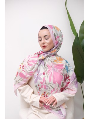 Eyşan İpek Modern Çiçek Desenli Dijital Soft Şal