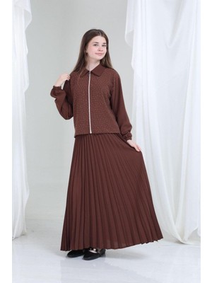 Giyinse Elira Kız Çocuk Takım Kahverengi