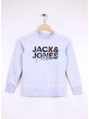 Jack & Jones Baskılı Erkek Çocuk Beyaz Sweatshırt 12279606