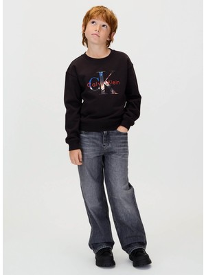 Calvin Klein Baskılı Erkek Çocuk Siyah Sweatshırt IB0IB02562BEH