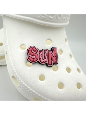 Balp Charm Terlik Süsü ve Aksesuarı , Çanta Süsü – Jibbitz 3D Sun Yazılı Görsel Logo Aksesuar