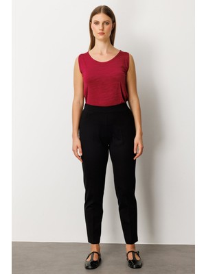 Ekol Kadın Büyük Beden Dantel Süslemeli Dar Paça Pantolon 1087 Siyah