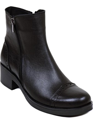 Ustalar Ayakkabı Siyah Kadın Günlük Topuklu Hakiki Deri Bot 074.101