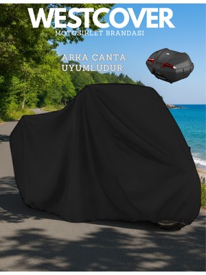 WestCover  Vespa Sprint 125 Branda Arka Çanta Uyumlu (Siyah Renk) 4 Mevsim Motosiklet Brandası Örtüsü