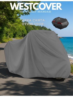 WestCover  Arora Ar 50-11 Ares Branda Arka Çanta Uyumlu Gri 4 Mevsim Motosiklet Brandası Örtüsü