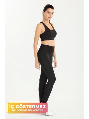Enenstyle Fashıon Boutıque Yeni Sezon Iç Göstermez Cepli Yoga Taytı Sıkı Dokuma Teknolojisi Siyah Seamless Kadın Tayt
