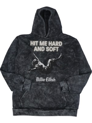 Fuddy Moda Unisex Hit Me Hard And Soft Baskılı Kapüşonlu Yıkamalı Sweatshirt, Oversize Billie Eilish Hoodie
