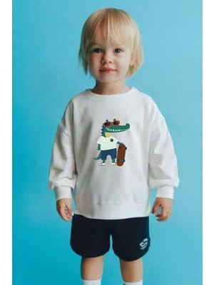 Monila Erkek Çocuk Baskılı 3 Iplik Kumaş Pamuklu Sweatshirt