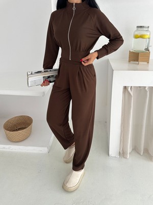 Kadın Eşofman Takımı - Günlük Takım - Geniş Manşetli Fermuarlı Alt Üst Takım