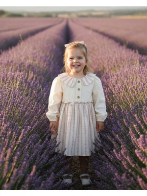 Şimo Butik Kız Bebek Çocuk Elbise Otantik Keten Müslin %100 Pamuk Astarlı Tarz Tasarım Çok Şık