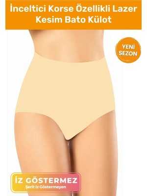 Yüksek Belli Toparlayıcı Lastikli Inceltici Korse Özellikli Şerit Göstermez Dikişsiz Ten Bato Külot