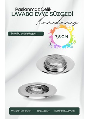 Hanedanev 1 Adet Pratik Paslanmaz Çelik Lavabo Süzgeci 7,5 cm Çelik Mutfak Lavabo Süzgeci Evye Süzgeç