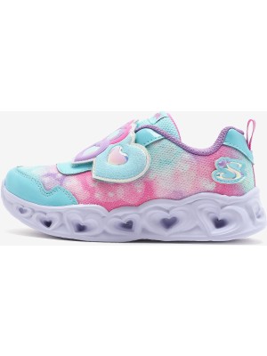 Skechers Heart Lights-Lovin Reflection Küçük Kız Çocuk Turkuaz/lavanta Işıklı Spor Ayakkabı 302693N Tqlv