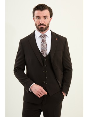 MCR Düz Slim Fit Mono Yaka 4 Drop Klasik Erkek Takım Elbise