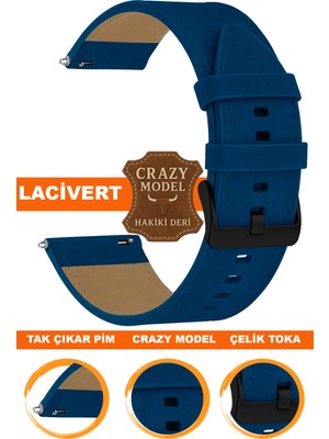  18mm-20mm-22mm-24mm saatlerle uyumlu crazy deri hakiki deri saat kordonu kayışı l10hwc-lacıvert-black
