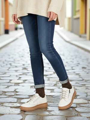 Mammamia D25KA-125 Bej Hakiki Deri Tam Ortopedik Kadın Casual Günlük Ayakkabı