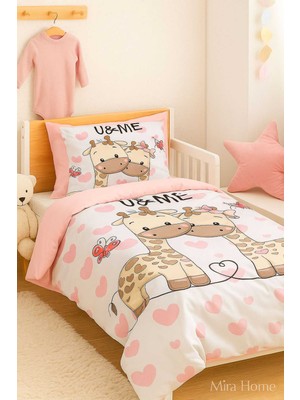 Erbar Yenidoğan Kız Bebek Nevresim Takımı &AMP;#37;100 Pamuklu Zürafa