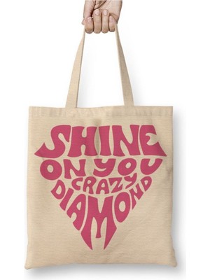 Toyaso Shine On You Crazy Diamond Adesıvo Pink Floyd Beyaz Bez Çanta Uzun Saplı Alışveriş Çantası
