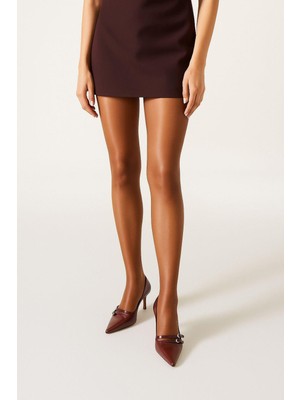 Kadın 20 Den Ince Opak Külotlu Çorap Kestane