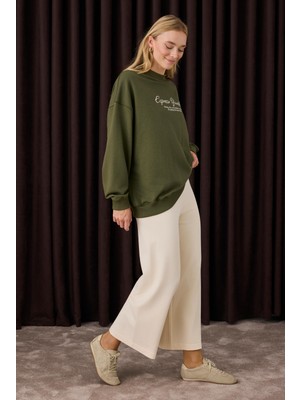 Beli Lastikli Triko Pantolon Kemik