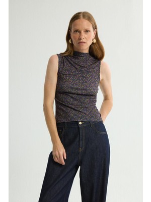 Love My Body Desenli Kolsuz Örme Bluz Emp.murdum 115L9748000