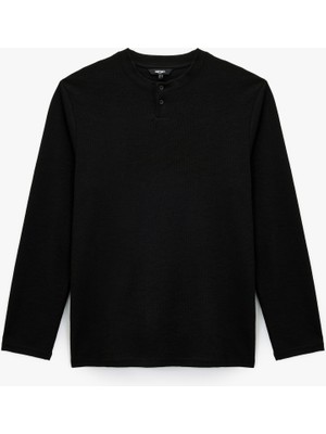 Koton Regular Fit Düğmeli Hakim Yaka Uzun Kollu Tişört