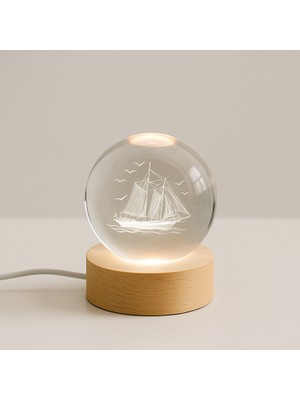 Alytech Gemi Figürlü LED Işıklı USB Bağlantılı Renk Değiştiren 3D Cam Küre Gece Lambası