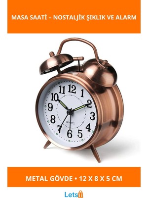 Letsii Nostaljik Metal Çalar Masa Saati Orta Boy Dayanıklı Tasarım