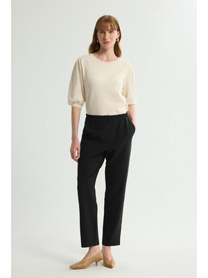 Love My Body Beli Lastikli Pantolon Siyah 153L7999007