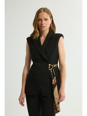 Love My Body Kuşaklı Tokalı Yelek Siyah 179L9205002