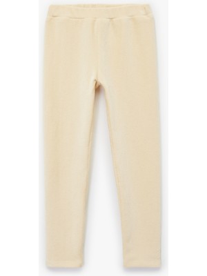 Koton Beli Lastikli Yüksek Bel Basic Kadife Tayt