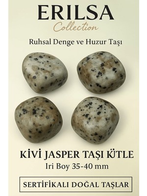 Erilsa Sertifikalı Kivi Jasper Taşı Kütle 35 40 mm Ruhsal Denge ve Huzur Taşı